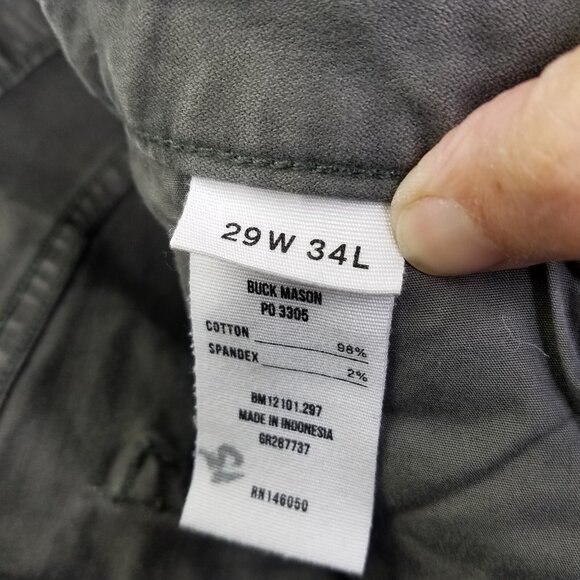 Buck Mason Jeans Maverick Slim Mens Sz 29 12oz Harbor Twill Grey Button Fly Flaw - Picture 13 of 16